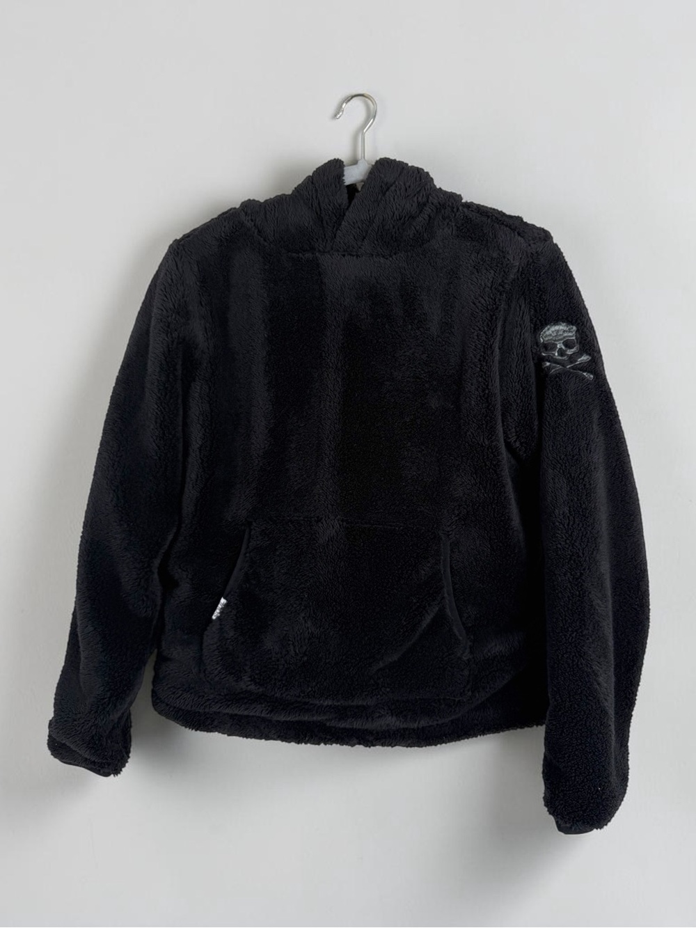 SoulCycle Sherpa Fleece Hoodie Black Skull Pullover Kangaroo Pocket XS